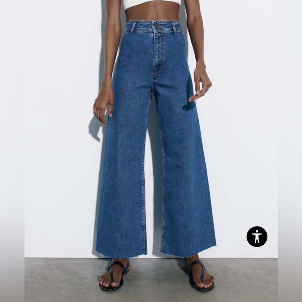 ZARA HIGH RISE MARINE STRAIGHT JEANS - Basta Blue - EUR36/US4